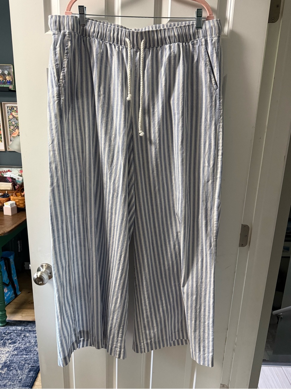 torrid Blue and White Striped Wide Leg Drawstring Pants
